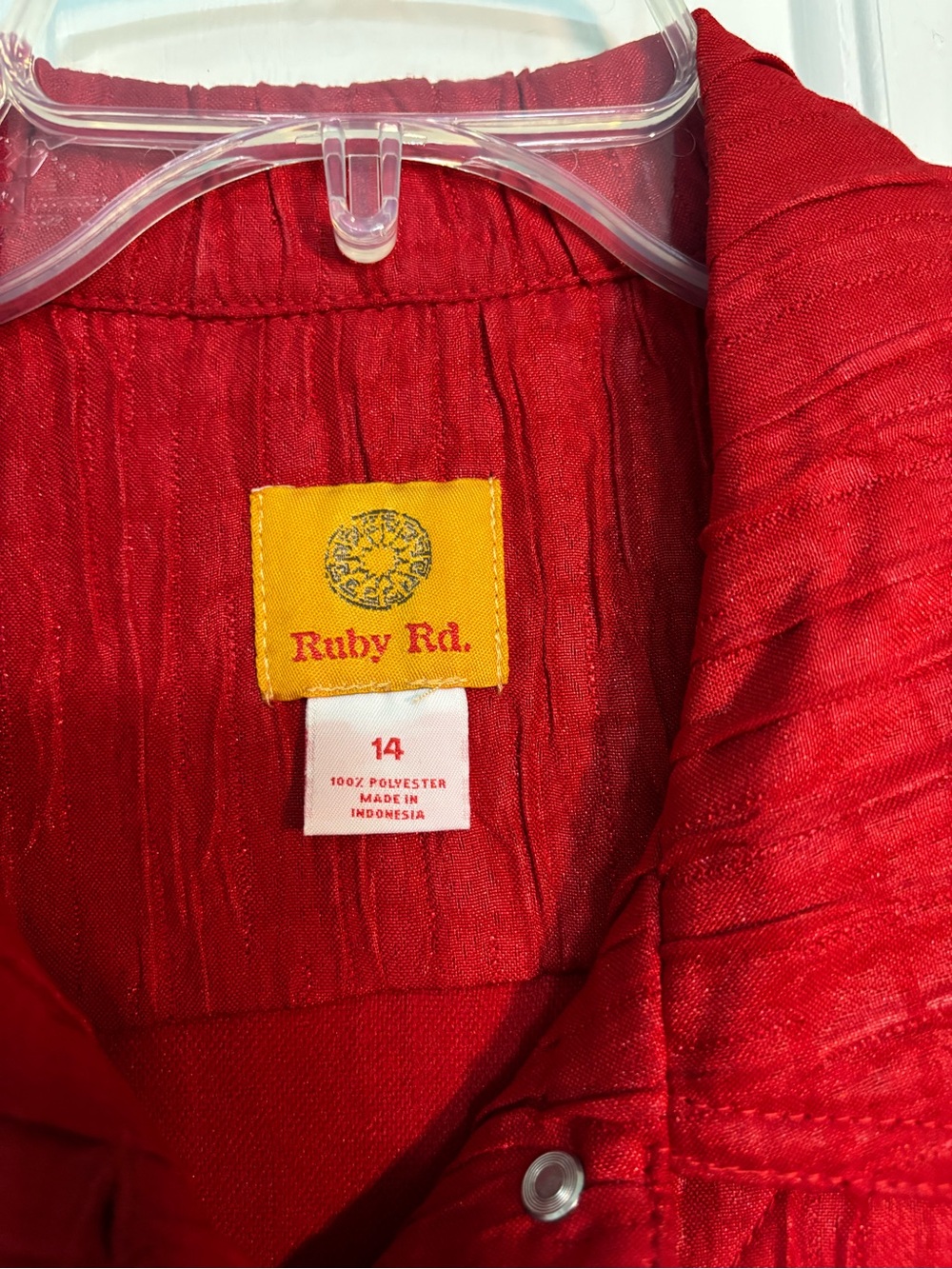 Ruby Rd. Bright Red Textured Button Jacket - Picture 3 of 4